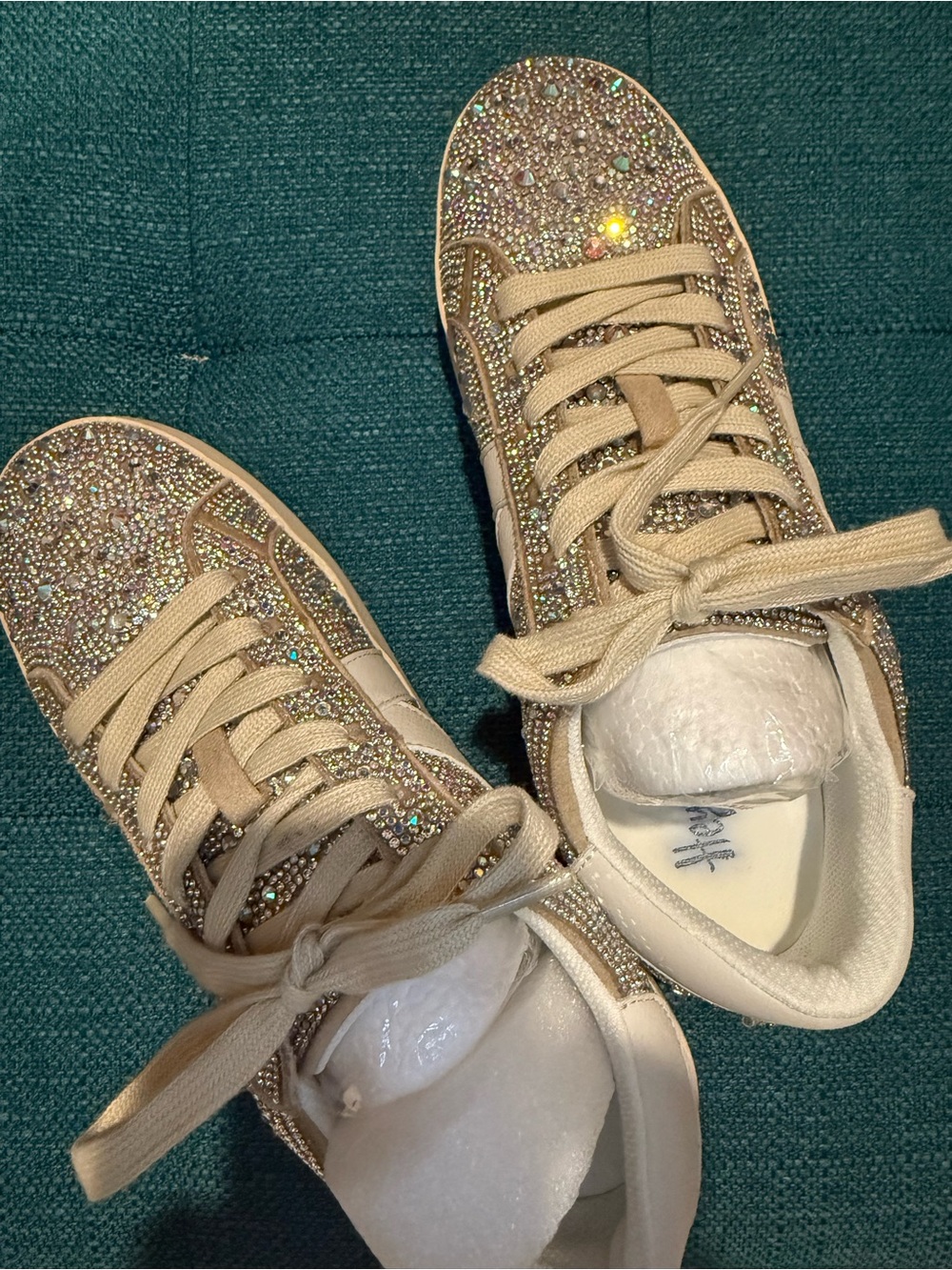 Corkys Beautifully Designed Clear Rhinestone Lace-Up Sneakers SZ 8